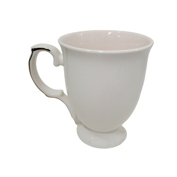 Gold Accent Monogram Initial D Letter Footed Coffee Mug Cup Victorian Style - Picture 4 of 7